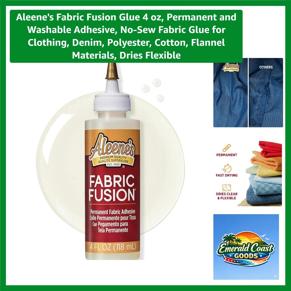 Fabric Fusion Glue 4 oz, Permanent and Washable Adhesive, No-Sew Fabric Glue …