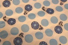 Sewing Fabric quilt Cotton quilting 1/2 Yd Light Blue Hot Air Balloons polka dot