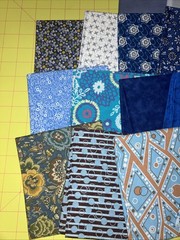 Quilting Sewing Cotton Fat Quarters, Lot Of 25, All Blues, Solids & Prints