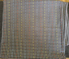 BROWN GINGHAM FABRIC EMBROIDERED X’s 2.5yd x46″ READ
