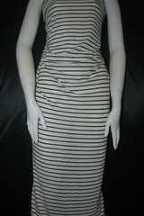 Linen Cotton Rayon Knit Jersey fabric 1/8″ Black 7/16″ Natural Oatmeal Stripes