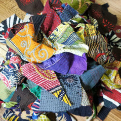 Boho Vintage kantha Scraps bundles Indian SARI Fabric Square quilt scraps