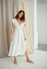 Salmon Linen Blend Jersey Knit Fabric By the Yard [Nightgown, Dress, Shirt] 6/15
