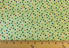 “The Cat Party” Polka Dot Fabric By Red Rooster Fabrics Green White Orange BTHY