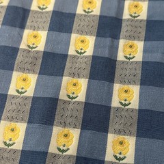 27” wide x102”New Silk Taffeta Fabric with Embroidery, Check/Plaid, yellow Rose