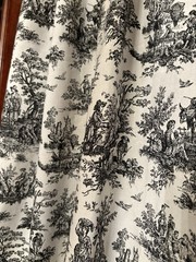 Toile Fabric/Black & White/“Farmland” NOS/2+ Yds Continuous Piece