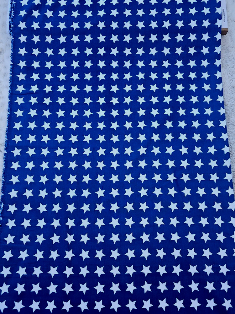 100% COTTON FABRIC – WHITE STARS ON NAVY – AMERICANA FLAG STARS – BTY Quilt
