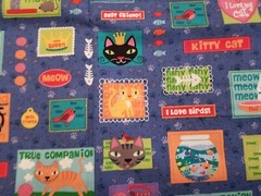 2 Yds x 44″ W – HERE KITTY KITTY Fabric 12765 Cats Fish Meow Novelty Print