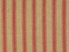 Tea Dye Red Homespun Ticking Fabric | Primitive Red Tan Stripe Cotton Fabric