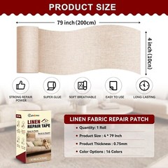 Linen Repair Tape 4×79 inch, Self Adhesive Linen Fabric Patches-16 colors