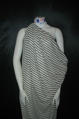 Linen Cotton Rayon Knit Jersey fabric 1/8″ Black 7/16″ Natural Oatmeal Stripes