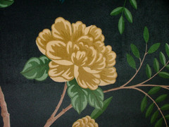 Velvet Fabric Curtain Upholstery Wagtail Bird Floral Slate Cushion 15 Metres