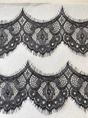 2 Pieces Black Eyelash French Lace Trim for Sewing/Crafts/Lingerie/2.75″ Wide