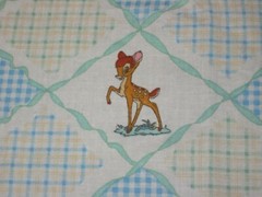 Vintage Bambi Disney Thumper Springs Industries Sz 15″x 21 1/2 ” Lt Blue & Green