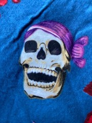 SHAMASH SONS FABRIC~Skull Heads~CROSSBONES~Indian Chief~Pirate~ROSES~Durag~BLUE~