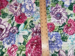 1 Yd X 60″ Vintage Seersucker Floral Cotton Fabric BTY Purple Pink 36″ X 60″
