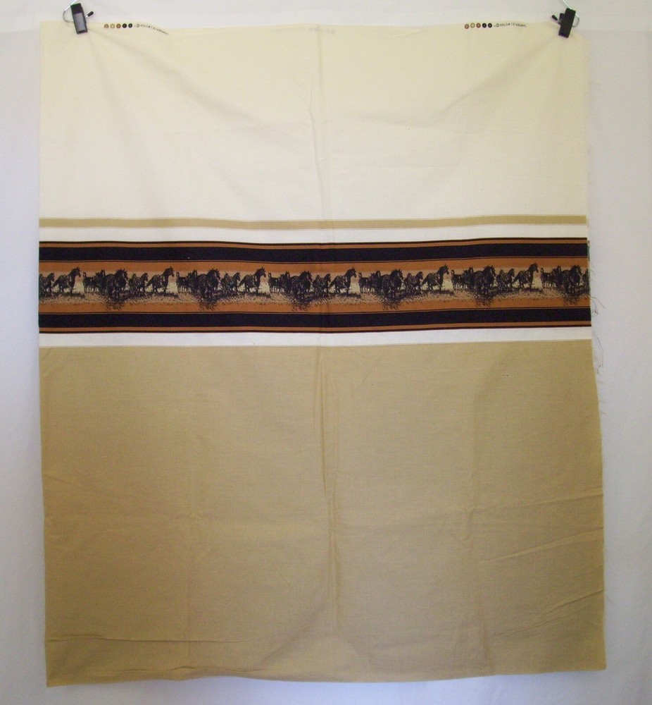Mustang Charger (K) #5760 Fabric Piece 73.5″ x 43.5″ Cotton Stripe Ivory Brown