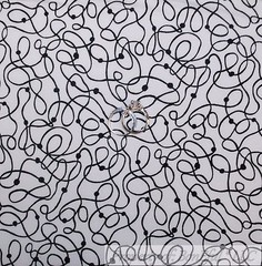 BonEful Fabric FQ Cotton Quilt White Black B&W Dot Cowboy Lasso Boat Rope Stripe