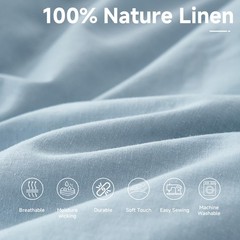 Simple&Opulence 100% Pure Linen Fabric 78″ Wide, Dusty Blue, By The Yard