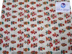Pure Cotton Fabric Indian Sewing Craft Red Floral Print Material 5 Yard