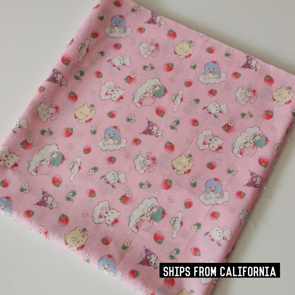 Sanrio Characters Strawberry/Cotton Fabric (Sheeting)FatQuarter Ships from CA