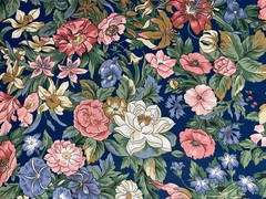 3 Yds X 56″ Richloom Floral Lily Daffodil Cotton Fabric (c) 1994 7 Ounces a Yard