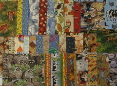 Cotton Fabric Huge Scrap Lot 48 Pieces Nature Animals I Spy Quilt Crafts