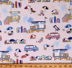 Cotton Beach Summer Vacation Bathing Beauties Fabric Print by the Yard D780.05