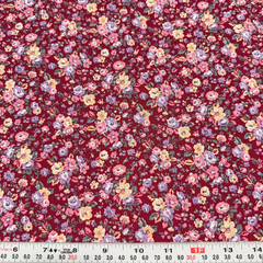 Vintage Peter Pan Fabrics Florals on Burgundy Cotton Fabric Remnant 17″ x 44″