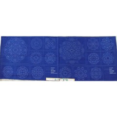 Patchwork Quilting Sewing Fabric Sashiko Mandala Navy Panel 50x110cm