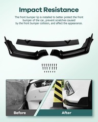 SCITOO Front Lip Spoiler Fits for 2014-2017 AS SHOWN, Glossy Black