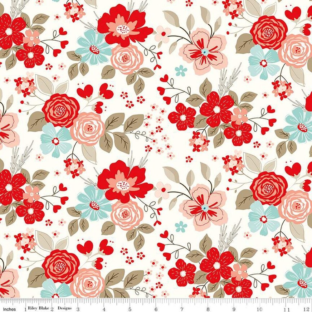 You & Me Cream by Sandy Gervais for Riley Blake Designs. Quantity 1 is 1/2 yard.