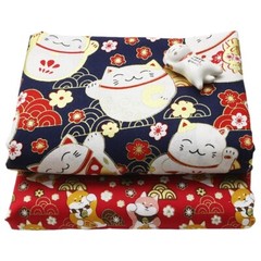 100*150cm DIY Japanese Kimono Cotton Fabric Retro Cloth Fortune Cat Dog Material