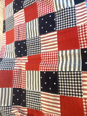 Patriotic Patchwork Cotton Fabric Red White Blue 1 Yard