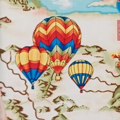 Vintage Timeless Treasures Hot Air Balloon Cotton Quilt Fabric Travel Route 66