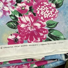 Vintage Cranston Schwartz Liebman Cotton Floral Fabric 3 yards + 17″ L x 54″ W
