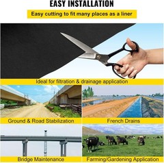 Durable Black Needle-Punched Landscape Fabric – 15ft x 20ft for Gardens & Drains