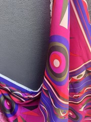 Italian Deadstock 100% Silk Twill 69 GSM Fabric Panel 22”x44” Emilio Pucci Logo