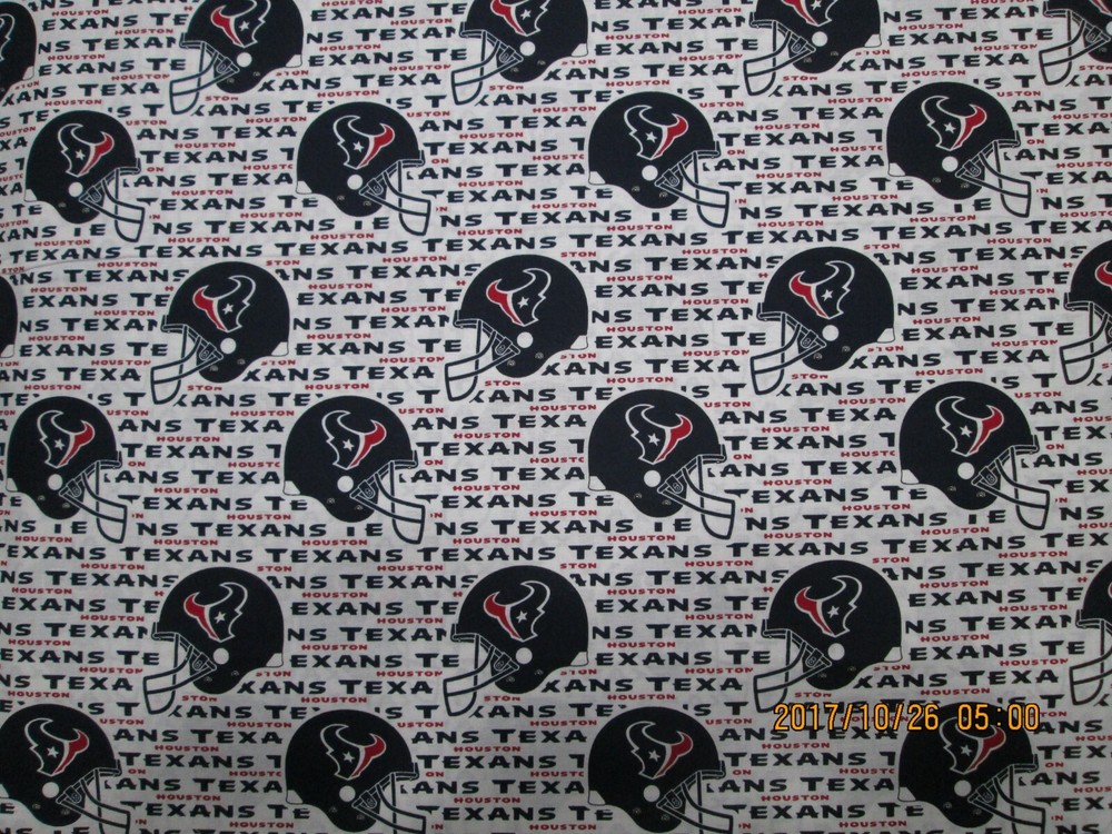 HOUSTON TEXANS – 100% COTTON – NEW!!! ONE 1 YARD PIECE 36″ x 58″ WHITE