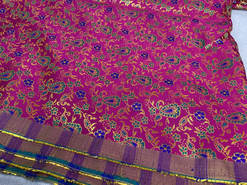 Multicolor Floral Paisley Brocade Fabric Pink 45″ x 108″ Thai ? VIDEO