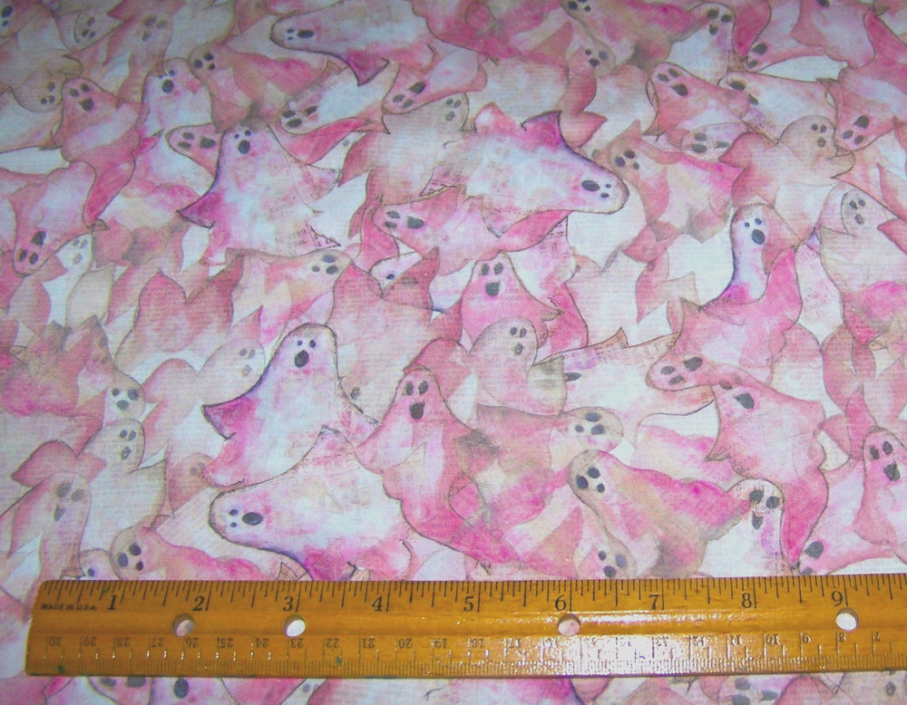 1 yard Clothworks Digitally Printed GHOSTS on 100% Cotton Fabric HALLOWEEN