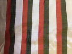 Vintage Thai Hand Woven Silk Multicolor Stripe w/Border 3.4 yrds x 35″ Wide