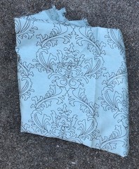 Fabric Remnant Light Blue Brown Damask Embroidered Inch Long 40” Wide