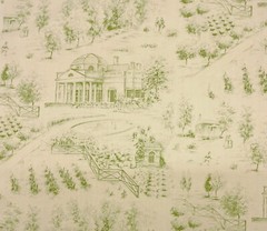 VINTAGE KRAVET MONTICELLO TOILE SAGE GREEN BEIGE EXCLUSIVE FABRIC BY YARD 53.5″W
