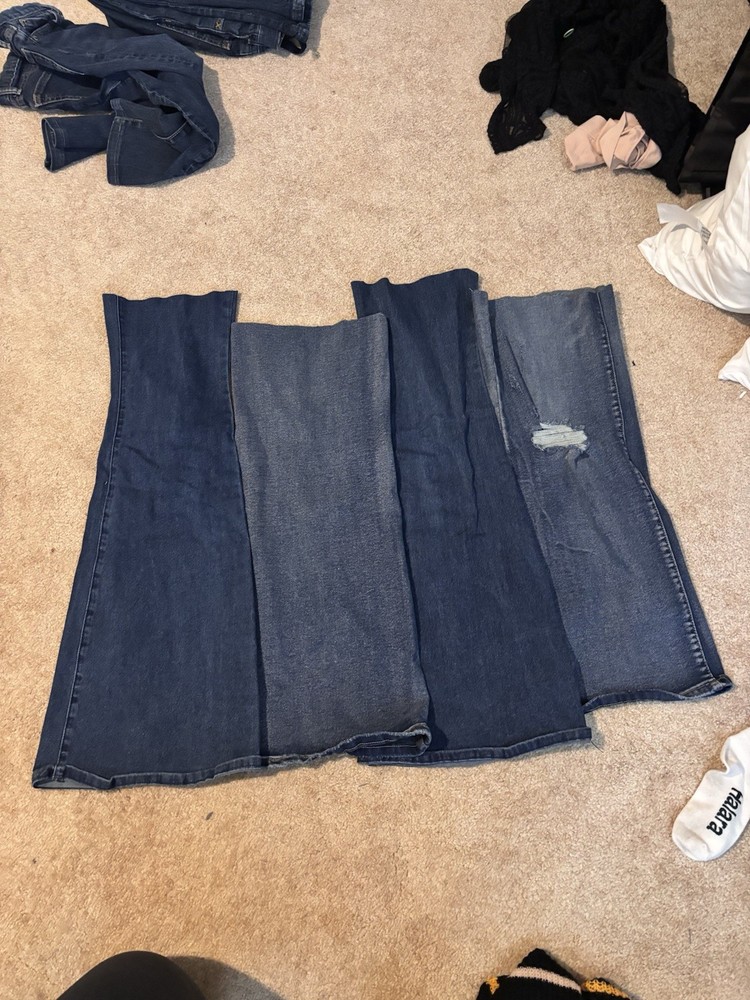 Denim Blue Jean Scraps *4Leg Panels* Quilting Sewing DIY Bags Variety of Shades