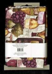 David Textiles 1 YD Quilting Fabric WINE BOTTLES CHEESE GRAPES 100% Cotton NEW