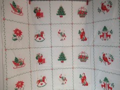Christmas-Themed VIP Cranston Print cotton fabric panel VTG 70SOR80S RARE