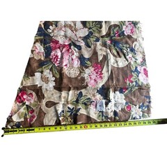 2X Ralph Lauren 100% Linen Fabric Juniper Berry “Heathersage Floral” Brown Cream