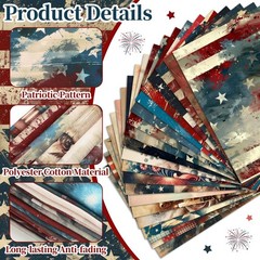 80 Pcs 10”x10” Patriotic Quilting Fabric Squares Red Blue White Fabric Bund…