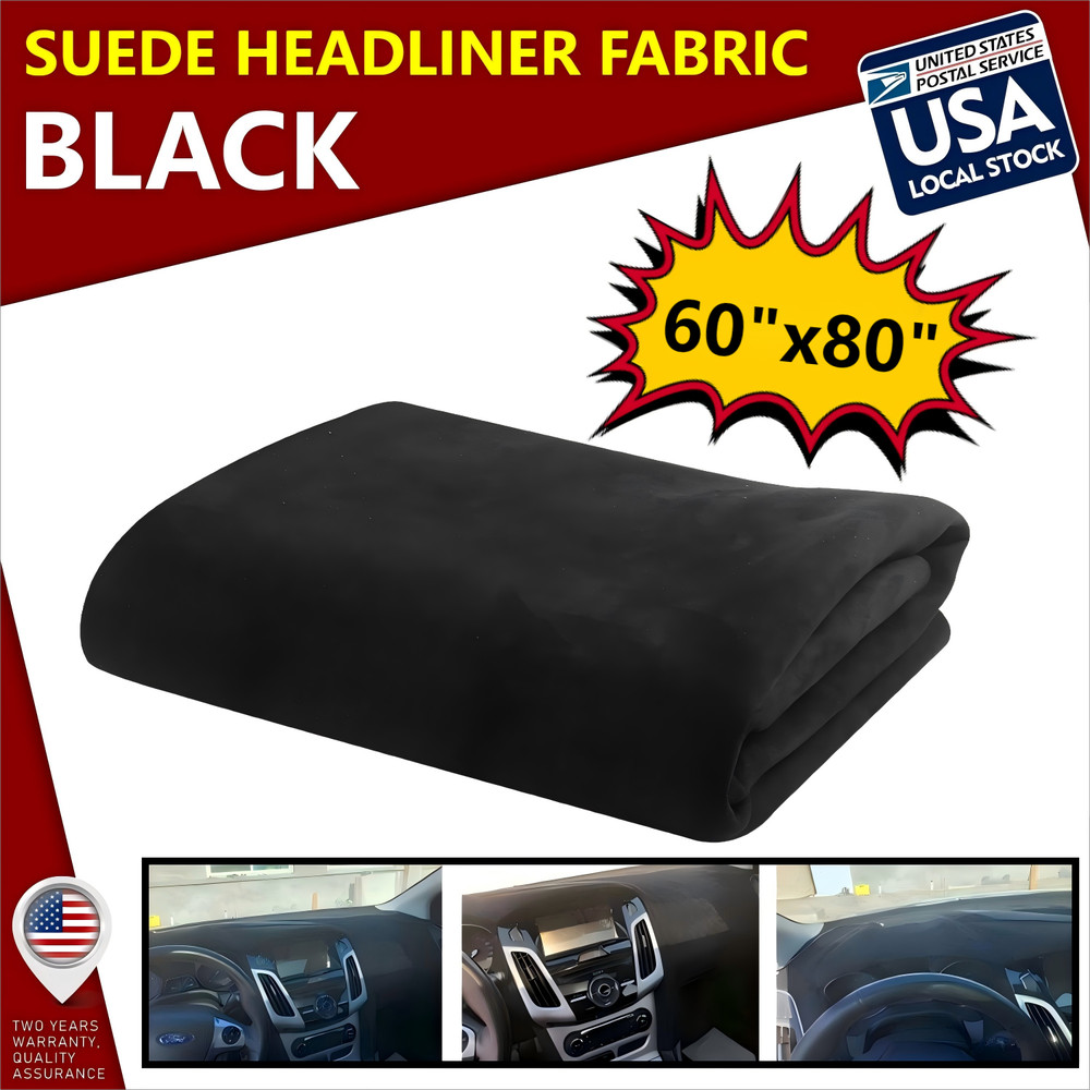 3MM Black Suede Headliner Fabric 60″x80″ Foam Backed for Car Inner Roof Repair